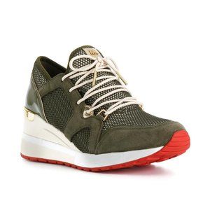Michael Kors Women's Scout Olive Trainer Scuba Mesh Wedge Sneaker SZ 8